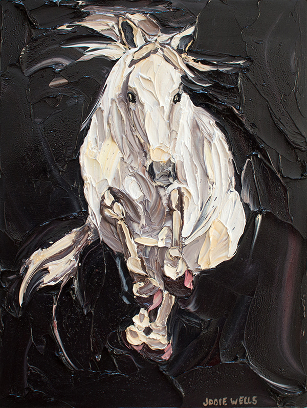 Surging Leap White Horse by Jodie Wells | Lethbridge Gallery